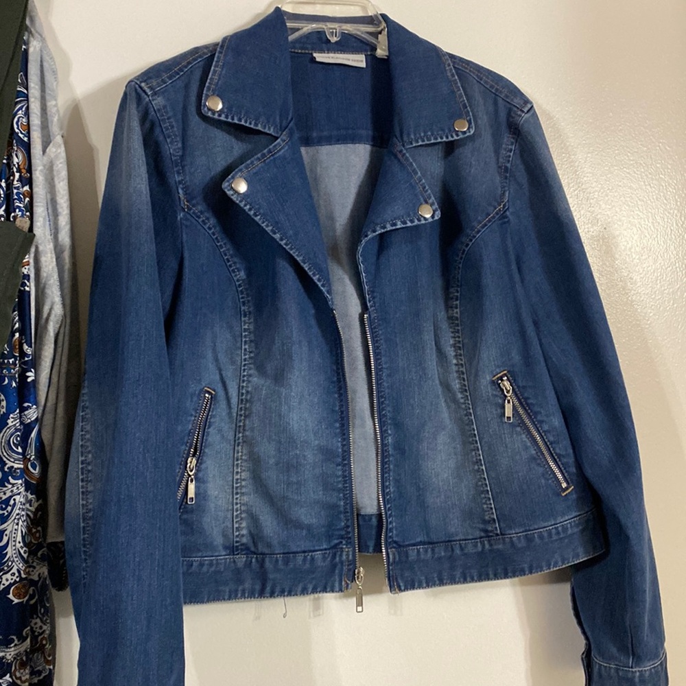 Chicos Denim Moto jacket size 2